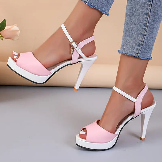 ***BRAND NEW*** pink and white peep toe sandals