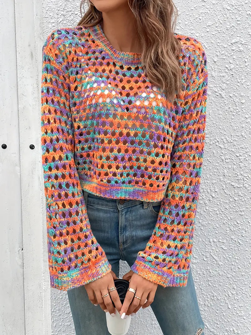 ***Brand New***Rainbow Crochet Crop Top