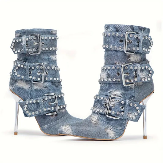 ***BRAND NEW*** Cute Denim Stiletto Boots